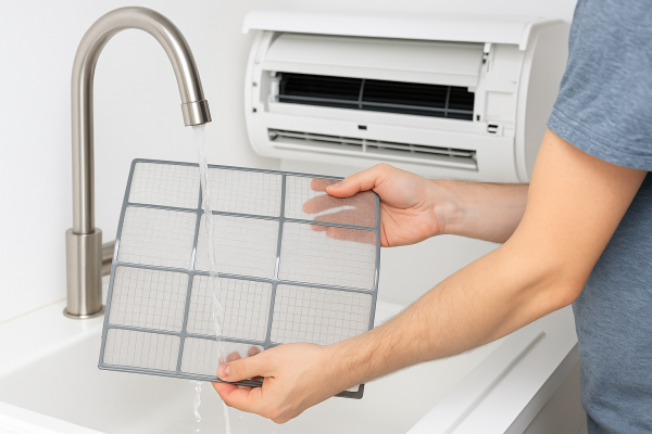 Καθαρισμός φίλτρου κλιματιστικού με κρύο νερό και προϊόντα ZEP AC CLEAN SANITIZER RTU και ZEP VENTURE – ΚΛΙΜΑζην